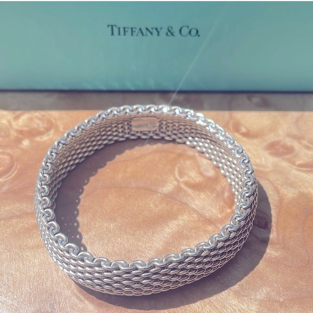 Authentic Tiffany & Co. Somerset mesh bracelet.